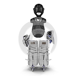 Hockey Goalie Protection Kit on white. 3D illustration