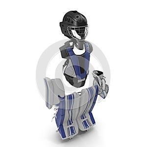 Hockey Goalie Protection Kit on white. 3D illustration