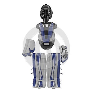 Hockey Goalie Protection Kit on white. Front view. 3D illustration