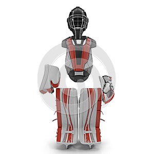 Hockey Goalie Protection Kit on white. Front view. 3D illustration