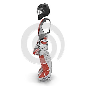 Hockey Goalie Protection Kit on white. Side view. 3D illustration