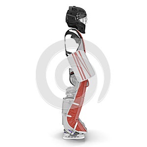 Hockey Goalie Protection Kit on white. Side view. 3D illustration