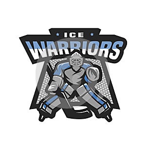 Hockey goalkeeper logo, emblem.