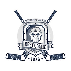 Hockey goalkeeper retro logo