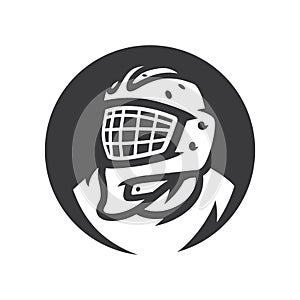 Hockey goalkeeper vector simple silhouette Illustration.