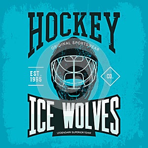 Hockey helmet as sport team badge or logo
