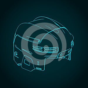 Hockey helmet isometric blueprint