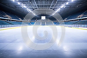 Hockey ice rink sport arena empty field, stadium.