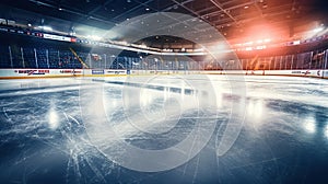Hockey ice rink sport arena empty field, stadium. Generative Ai
