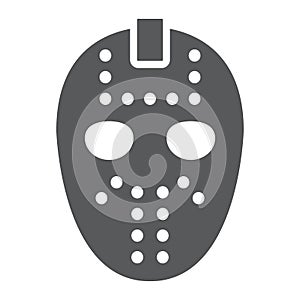 Hockey mask glyph icon, helmet and mask, goalie sign, vector graphics, a solid pattern on a white background,