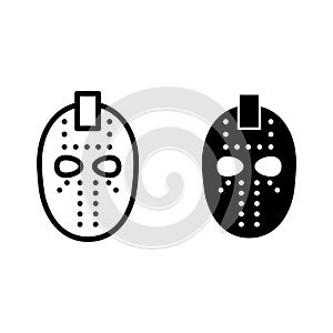 Hockey mask line and glyph icon. Goalie mask vector illustration isolated on white. Halloween mask outline style design