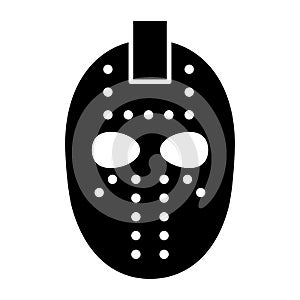 Hockey mask solid icon. Goalie mask vector illustration isolated on white. Halloween mask glyph style design, designed