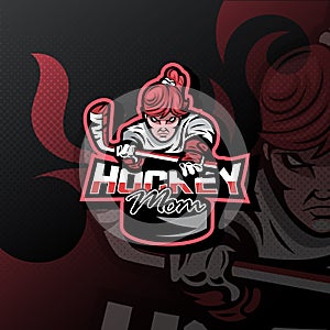 Hockey Mom logo for esport, sport, or game team mascot.