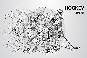 Hockey from the particles. A hockey player consists of circles and dots. A hockey player splits into molecules