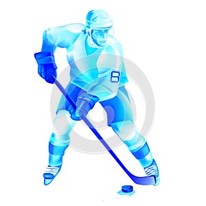 Hockey player attack illustration