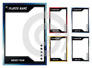 Hockey player card frame template design photo