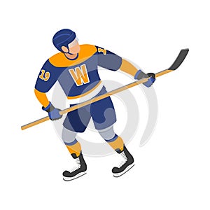 Hockey Player Isometric Composition