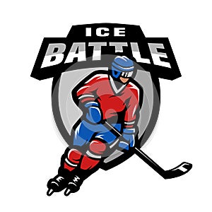 Hockey player, logo, emblem.