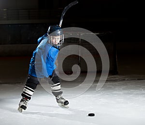 Hockey player ready to make a strong shot
