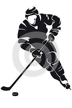 Hockey player, silhouette photo