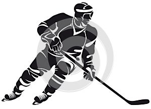 Hockey player, silhouette photo