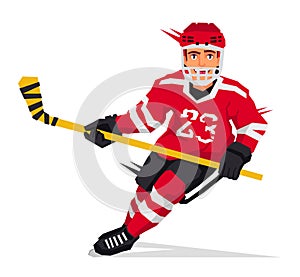 Hockey player with a stick