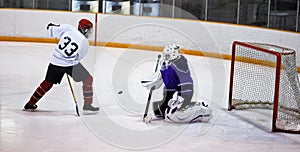 Hockey player trick shot