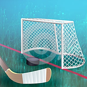 Hockey puck crossing red goal line.