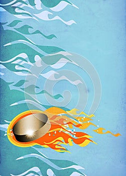 Hockey Puck in Fire background