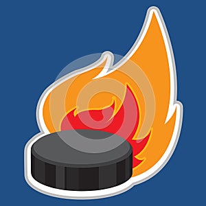 Hockey puck on fire, sports equipment