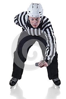 Hockey referee on face off position