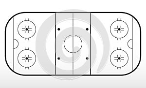 Hockey rink markup. Outline of lines on an ice hockey rink.