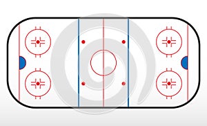 Hockey rink markup. Outline of lines on an ice hockey rink. photo