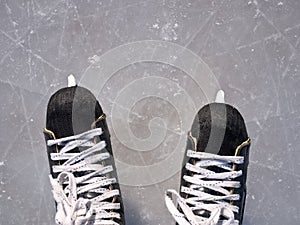 Hockey skates on ice