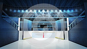 Hockey stadium with open doors leading to ice photo