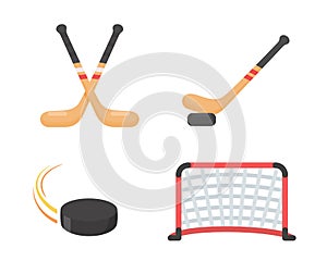hockey stick and ball Equipment for playing sports on ice