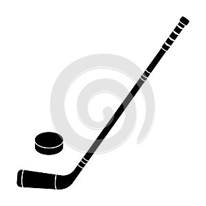 Hockey stick and washer. Canada single icon in black style vector symbol stock illustration web.