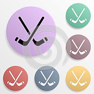 Hockey sticks badge color set icon. Simple glyph, flat vector of sport icons for ui and ux, website or mobile application photo