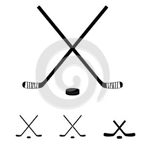 Hockey sticks set icon illustration