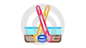 hockey sticks and shim Icon Animation