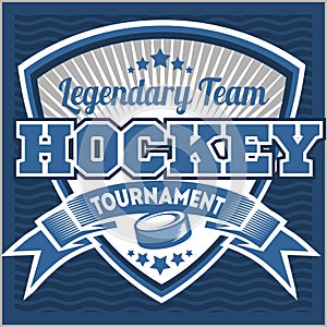 Hockey team logo template. Emblem, logotype