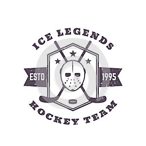 Hockey team vintage emblem, print