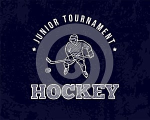 Hockey tournament emblem. Vector drawing on a sports theme