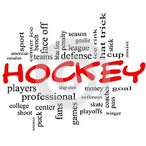 Hockey Word Cloud Concept in Red Scribbles