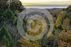 Hocking Hills sunrise in Ohio in autumn