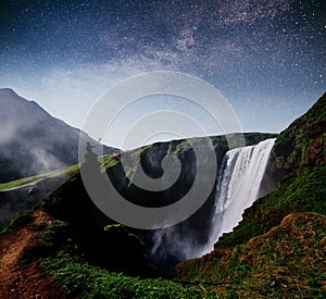 Hodafoss very beautiful Icelandic waterfall. It is located in the north near Lake Myvatn and the Ring Road. Fantastic