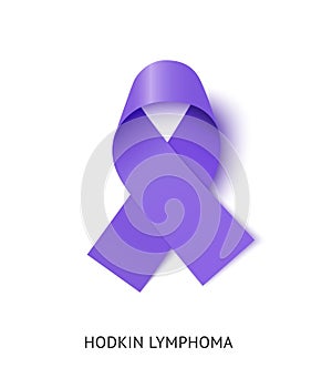 Hodgkin lymphoma awareness ribbon vector realistic illustration