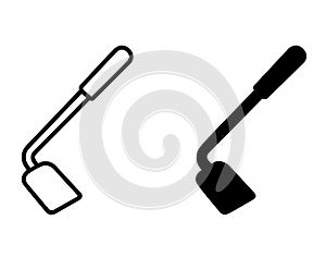 Icon, hoe illustration, outline and silhouette versions
