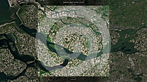 Hoeksche Waard Island, Netherlands, highlighted and labelled. Satellite, June 9, 2023 photo