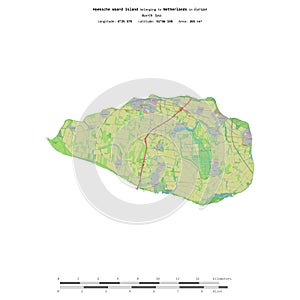 Hoeksche Waard Island. Netherlands. Shape on white. Topo standard photo